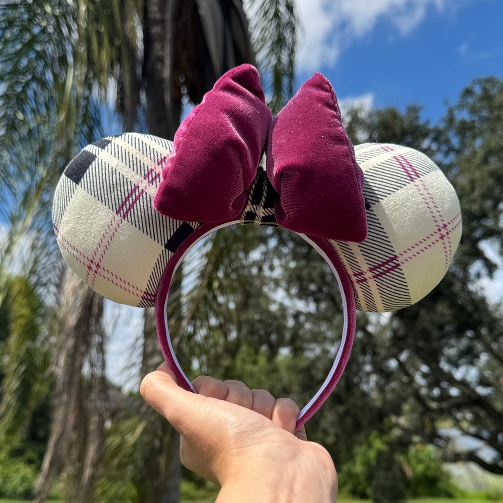 MARHAE Plaid Velvet Minnie Ears Burgundy